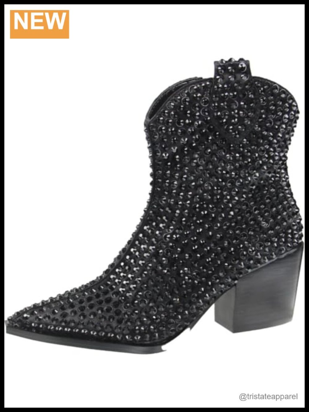 Rhinestone Western Ankle Booties Satin Embellished Pointed Toe Slip On